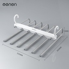 折疊褲架 傢用 褲夾衣架 專用 多層 多功能 褲掛架 無痕 防滑 褲子收納神器, 1個, 經典白 6閤1折疊收納