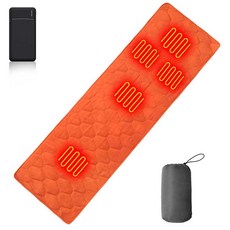 5구역 보온매트 침대 거실 캠핑 발열매트 usb 차박 1인용 캠핑 전용 온열매트 수납용 파우치 포함, 그레이 매트+30000mAh 보조배터리