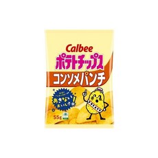 Calbee 칼비 포테이토칩 콘소메 펀치 55g, 1개