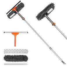 차바트리 창문 스퀴지 클리너 세트 실내 자동차 킷 실내용 및 청소 창문 청소 있는 있는 도구 유리용 2-in-1 하이 2.0 수 헤드가 키트 창문 실외 윈도우 구부릴