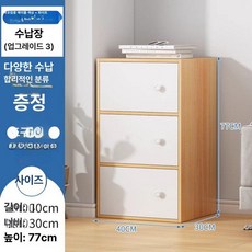 틈새 안방 수납장 속깊은 바닥형 캐비닛 거실용 드레스룸, 1개, 3도어 컨트리 우드 + 30cm 깊이