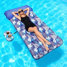 WERNNSAI 성인용 오버사이즈 수영장 튜브 라운지 188 x 95cm(74 37.5인치) 엑스트라 라지 공기 주입식 래프트 컵 홀더 헤드레스트 패브릭 커버 다목적 파티 호수, 1개