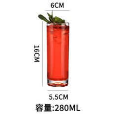 柯林杯直升杯 長島冰茶杯 玻璃直身調酒杯 金湯力雞尾酒莫吉托杯, 直身柯林杯280ml, 1個