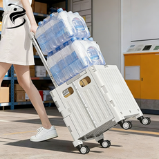 복나이트 쇼핑카트 장바구니 캐리어카트 접이식 카트 튼튼한 접이식 쇼핑카트 폴딩카트, 1개, 그레이