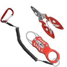 【199出貨】不鏽鋼迷你控魚器 新款多功能控魚鉗 便攜釣魚用品 取魚工具鉗 路亞鉗, 紅色控魚器+路亞鉗, 1個