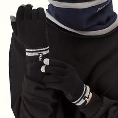 FILA 斐樂 男士合身針織觸控手套 雙手穿戴組, 黑色, 1個