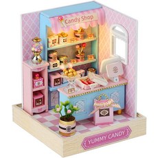 키소이 돌하우스 미니어처 가구 키트 DIY 3D 우드 하우스 더스트 커버 포함 십대 및 성인 선물용 수공예 타이니 장난감 맛있는 캔디, Yummy Candy