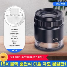 고배율 독서 루페 돋보기 룩배 룩베 LED 조명 확대경, 15배 1 스케일 (충전)