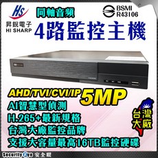HI SHARP 昇銳智慧科技 4路 監控主機 H.265 HS-HU4311, 1個, 4路監控主機