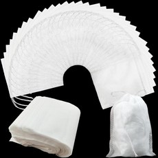 RONYOUNG 300피스 10.2 x 11.9cm4 4.7인치 일회용 티 필터 백 인퓨저 빈 모슬린 드로스트링 씰 티백 허브 루즈 브루 콜드 커피용 [호환]