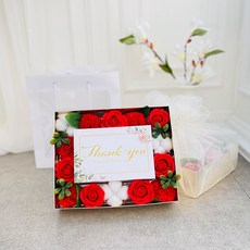 LOVELY FARM 人造花 高雅反轉禮金盒 + 提袋, 紅色