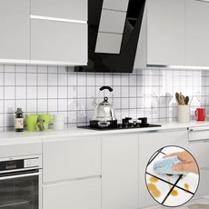 주방 벽 시트지 욕실 화장실 방수 타일 덧방 싱크대 보호 오염방지 필름 스티커 현관 베란다, 마름모 화이트