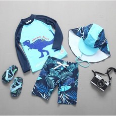 유아동 키즈 공룡 래쉬가드 모자 set