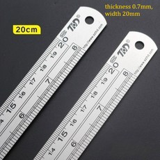 2Pcs 두꺼운 15cm 40cm 스테인레스 측정 인치 눈금자 사무실 39 가정용 규모 도구 스틸 내구성 학교 영국, 20cm 2pcs