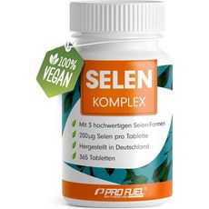 ProFuel 셀레늄 고용량 365x 200μg 정제 - 3가지 공급원의 복합체 효모 메티오닌 및 셀레나이트 나트륨 원치 않는 첨가물 없음 100 비건, 1, 365정