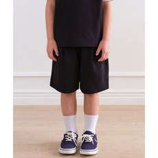 MUSINSA STANDARD KIDS 더블 니트 원 턱 와이드 스웨트 쇼츠 [블랙]MKDPK5K01-BK