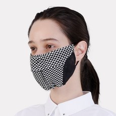 Ariche 棋盤格紋防曬口罩, 黑色