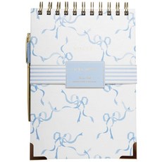 Laura Ashley Steno Notebook - 6x8 Pads Top Spiral Notebook Bound Everyday Journal With Pen or Wit, Blue Ribbons with Pen