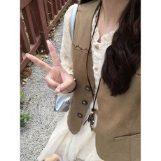 여성 봄 원피스 세트 빈티지 슬림핏 원피스 + 브이넥 베스트 투피스 프렌치 여자 투피스 세트 YXF