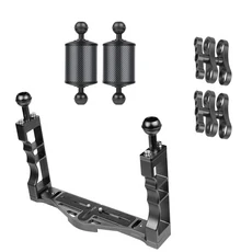 GoPro 13 Canon Sony Nikon Fuji DSLR 전화 하우징 케이스 용 듀얼 핸들 트레이 안정기 조작 수중 다이빙, 02 Black Kit D