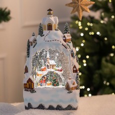 하하홈파티 크리스마스 눈내린 산타마을 LED 워터볼 무드등 오르골
