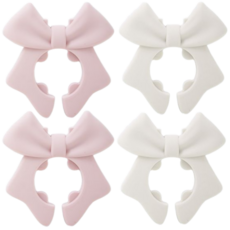 키꾸 실리콘 조리도구 리본 받침대, 4개, 핑크+아이보리