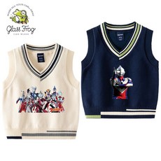 迪迦奧特曼毛綫背心童裝寶寶毛衣馬甲兒童秋裝針織打底衫男童上衣 QT4X