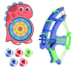 兒童弓箭玩具 彈弓遊戲 親子互動軟彈射擊黏黏球槍, 弓箭+紅龍靶+5球+掛鉤-約175克, 1個