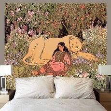원룸 인테리어 패브릭 곰 대형 포스터 숲생명표현 디자인 벽인테리어 거실 제품 프린트 호랑이 아기방장식, 4.모란디 타이거 04 2x1.5m