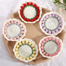 DUGNMARKT 컵받침 방열 매트 듈립 디자인 뜨개질, 1개, 핑크