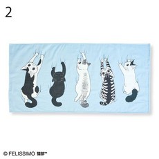 Felissimo 貓咪純棉浴巾 貓咪來搗蛋 蓬鬆柔軟吸水浴巾, 1個, 藍色（現貨）, 藍色（現貨）