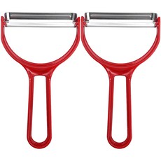 일본 에코 스텐 점보 필러 (0336429) 와이드형 양배추칼 채썰기 슬라이스 샐러드, 2개, 레드