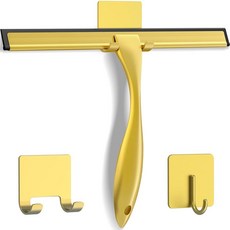 샤워 도어용 다용도 스테인리스 스틸 스퀴지 접착식 2개 가정용 욕실 청소 도구 창문 거울 유리문 타일 벽 자동차 10인치 블랙, Golden, 골든, 1개