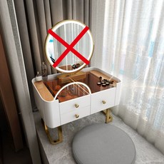 스테인레스 모던 원형 메이크업 거울 탁상거울 메탈 화장대, 60 템퍼링 된 흰색 3 개의 서랍  시트 쿠션, 집회, A. 60 템퍼 된 흰색 3 개의 서랍 시트 쿠션