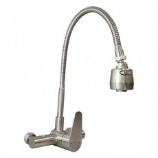 蝴蝶衛浴 304不鏽鋼無鉛廚房水龍頭 LF無鉛認證 40芯冷熱混合壁式萬向可彎曲龍頭, 1個, 全配