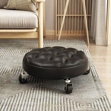 滑輪小凳子家用美縫椅萬向輪矮凳帶輪擦地移動小板凳學步神器圓凳, 升級款黑麵包鐵輪（4輪）, 1個