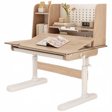 實木書桌 手搖升降成長學習桌 兒童書桌電腦桌, 豪華書桌原生態木色120cm, 木色120cm