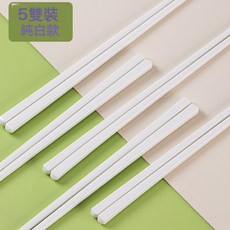 DIU 筷子不發黴耐高溫易清洗奢華馬卡龍色筷子家用筷子, 1個, 如圖, 陶瓷筷子純白5雙