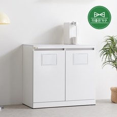 더좋은가구 정수기 휴지통 분리수거 수납장, 2단, 화이트