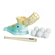 可愛鯨魚造型兒童自動投球器，安全軟球棒球玩具，戶外運動親子互動遊戲, 藍色, 1個