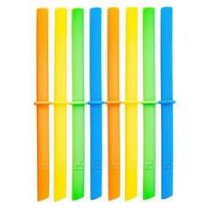 Elk and Friends 성인 및 아동용 재사용 가능한 실리콘 빨대 스토퍼 포함 (오렌지/그린/옐로우/블루 (길이 16cm(6.3인치)), Elk and Friends 성인 및 아동용 재사용 가