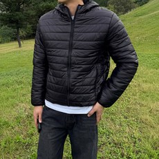 윌스토어 남자 후드 경량패딩 남성 크롭 얇은 숏 패딩 (2Color)