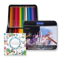 에이치비문화사 전문가용 유성 48컬러 틴케이스 색연필 컬러링북 포함, 1개, 48색
