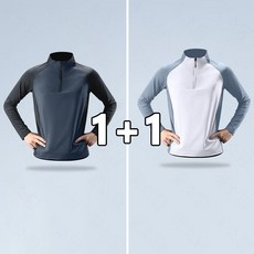 꽃소담 1+1 남자 반집업 쿨링 긴팔 티셔츠 등산 아웃도어 상의 작업복 쿨론티 냉감티셔츠 MQ377