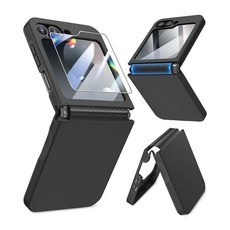 Caka 삼성 갤럭시 Z 플립 6/Z 5 케이스 [무선 충전 호환][경첩 보호] [화면 보호기] 여성 남성 충격 방지 보호 폰 커버 - 블랙 274676