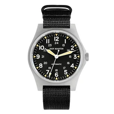 산마틴 파일럿 시계 38mm NH35 레트로 군호환 자동 식 손목 비드 블래스트 케이스 방수 100m Lum SN0137G