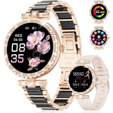 여성용 스마트 워치 1.19인치 AMOLED 여성이 전화를 받습니다 IP68 방수 피트니스 트래커 심박수 수면 모니터 안드로이드 iOS 휴대폰용 100 스포츠 페디미터 시계 선