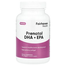 페어헤븐헬스 프리네이탈 DHA EPA 90 소프트젤 1개, Fairhaven Health, 임산부용 DHA + E, 1