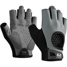 golovejoy 運動透氣手套 減震防滑半指健身手套 男女重訓護腕手套, 冰川灰, 2個