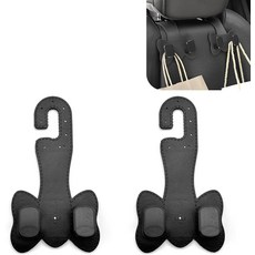 샤카스 2 PCS 자동차 헤드레스트 후크 핸드백 모자 지갑용 2-in-1 보우 장식 시트 등받이 보관 숨길 수 있는 다기능 휴대폰 홀더 대부분의 인테리어 정리함블랙